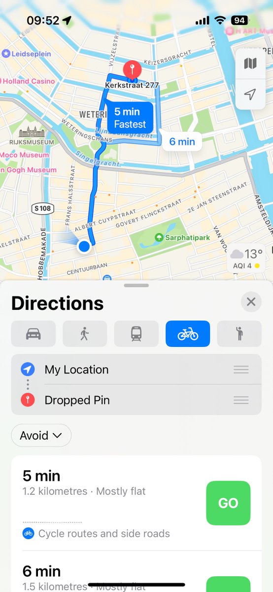 hiddevdploeg's tweet image. OMG bike routes finally made it to Apple Maps in the Netherlands! 😱🚲