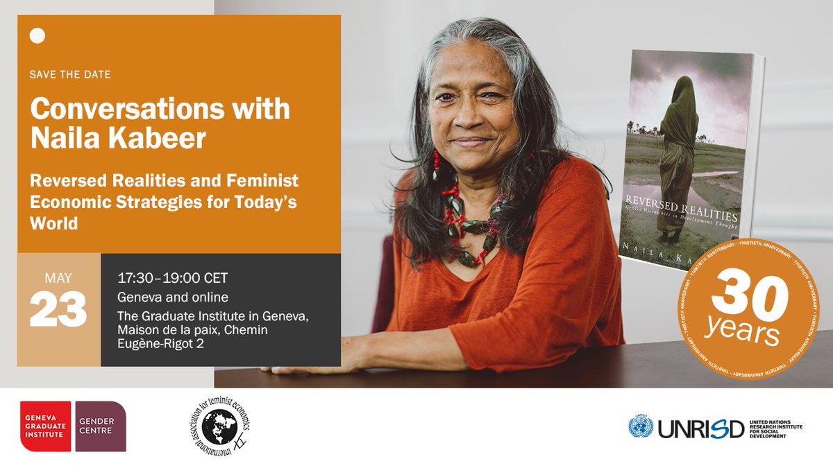 (1-3) 🧶 Don't miss this special event on May 23rd! 📌 We are honoring the contributions of former IAFFE president @N_Kabeer including her iconic book 'Reversed Realities' (1994), which exposed the biases in mainstream development theory and policy.