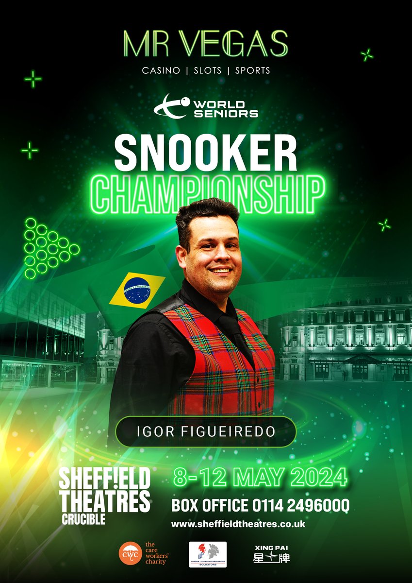The holder of the highest recorded break on the Seniors tour, a 146. @igorsnooker is back at the crucible and looking to take the title back to BRAZIL! @MrVegas_Casino @channel5_tv