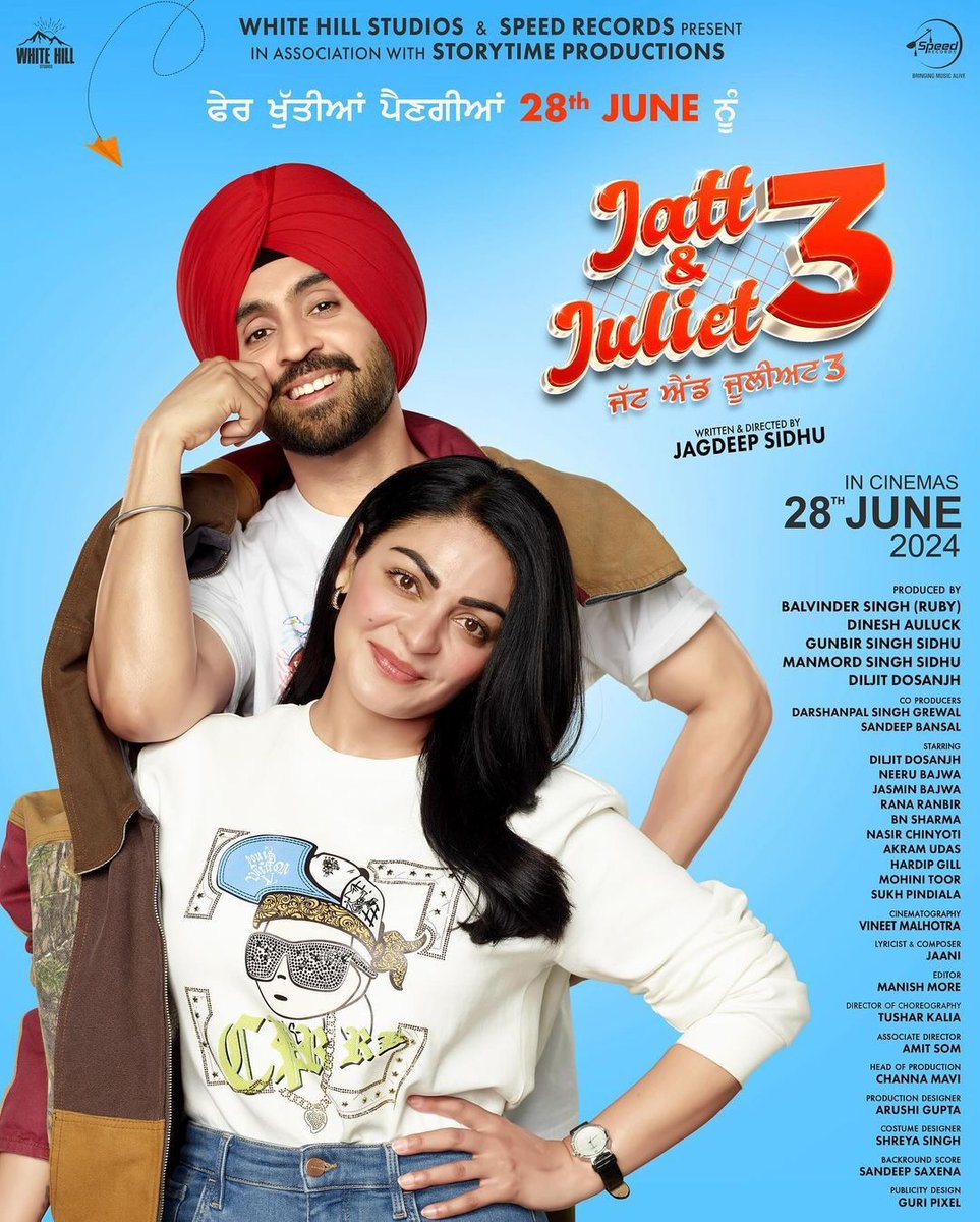 #DiljitDosanjh and #NeeruBajwa reunite as Fateh and Pooja for their next #Jatt&Juliet3 releasing in theatres worldwide on 28th June 2024!