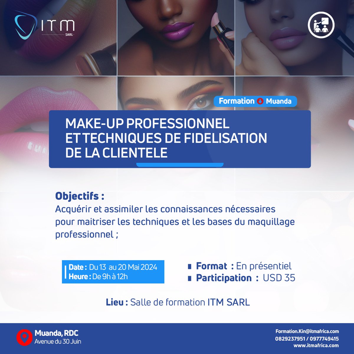 #formationmuanda
Maîtrisez l'ensemble des techniques de maquillage, des propositions artistiques professionnelles ainsi que des stratégies pour fidéliser votre clientèle à travers des actions  efficaces.

Notre formation exclusive vous permettra de connaître non seulement les…