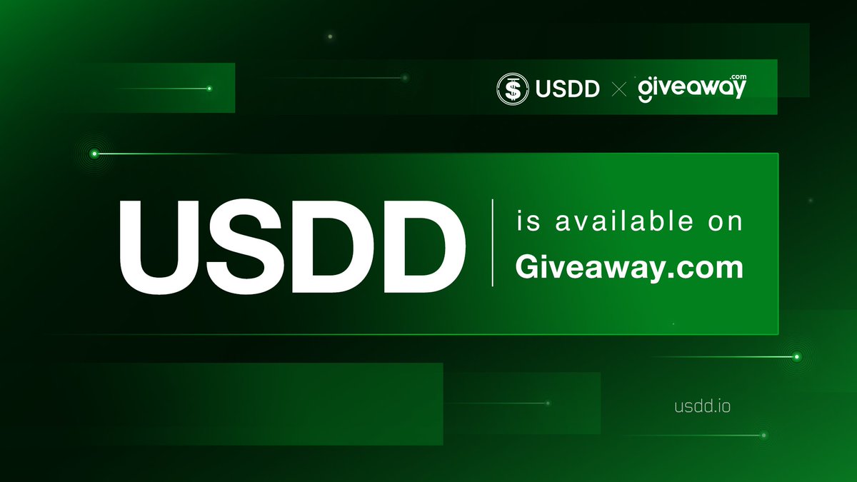 🎉Exciting news for the #USDD community!

We're thrilled to announce a new partnership with <a href="/Giveaway_HQ/">Giveaway.com</a>! $USDD is now available as a reward token on giveaway.com.

Visit <a href="/Giveaway_HQ/">Giveaway.com</a> to discover even more exciting events today👉giveaway.com

⚠️The USDD