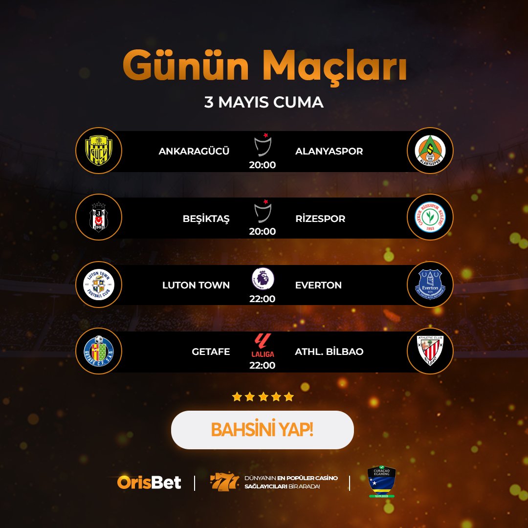 ⚡️ Yüksek oran seçenekleri ile günün maçları Orisbet’te sizleri bekliyor! 👌 Ayrıca Olası Spor Kayıplarınıza %30 Kayıp Bonusu ✔️ 💰 Orijinal Lisans Güvencesi İle 3.000.000₺ Çekim Limiti ! 🔗 Giriş: cutt.ly/orisssgiriss