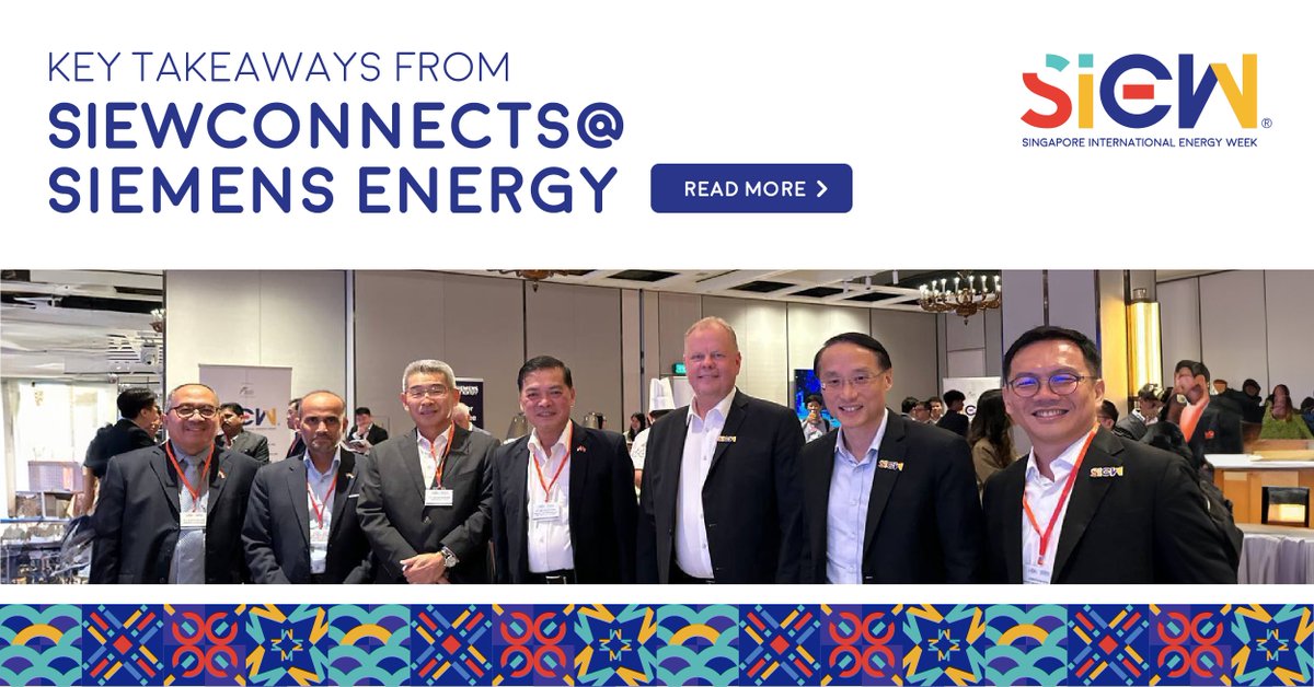 Dive into the key highlights from SIEWConnects@Siemens Energy, where the #SIEW2024 theme, ‘A Connected and Sustainable Energy World,’ was unveiled. Read more: go.gov.sg/siew2024scsx 

#SIEWConnects #Connectivity #Sustainability #NetZeroAtSIEW