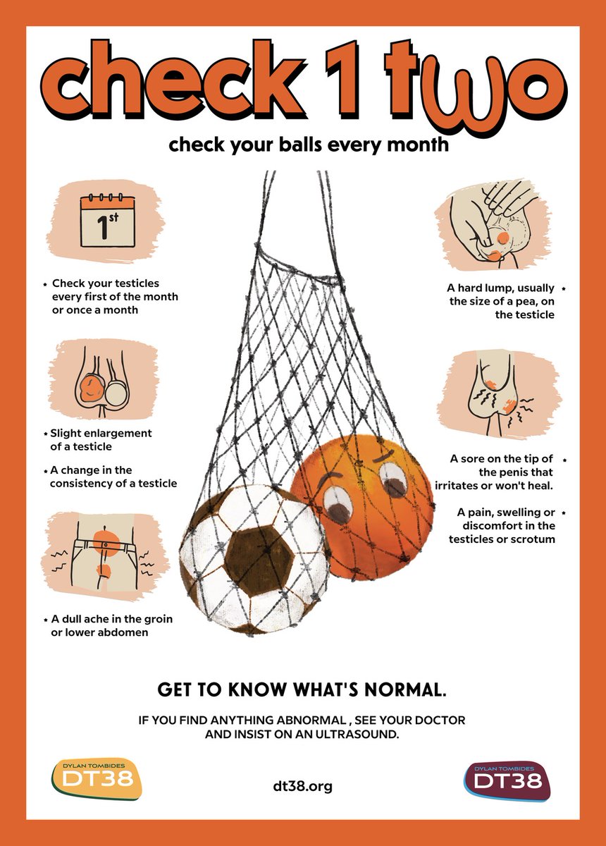 At DT38 we remind you guys to check your tackle on the first day of every month and to see a doctor if you notice anything abnormal.

It's quick & easy to do in a private place.

Here's what to do 🗾

#WeAreDT38 #Charity #TesticularCancer #SelfChecking #AwarenessDownUnder