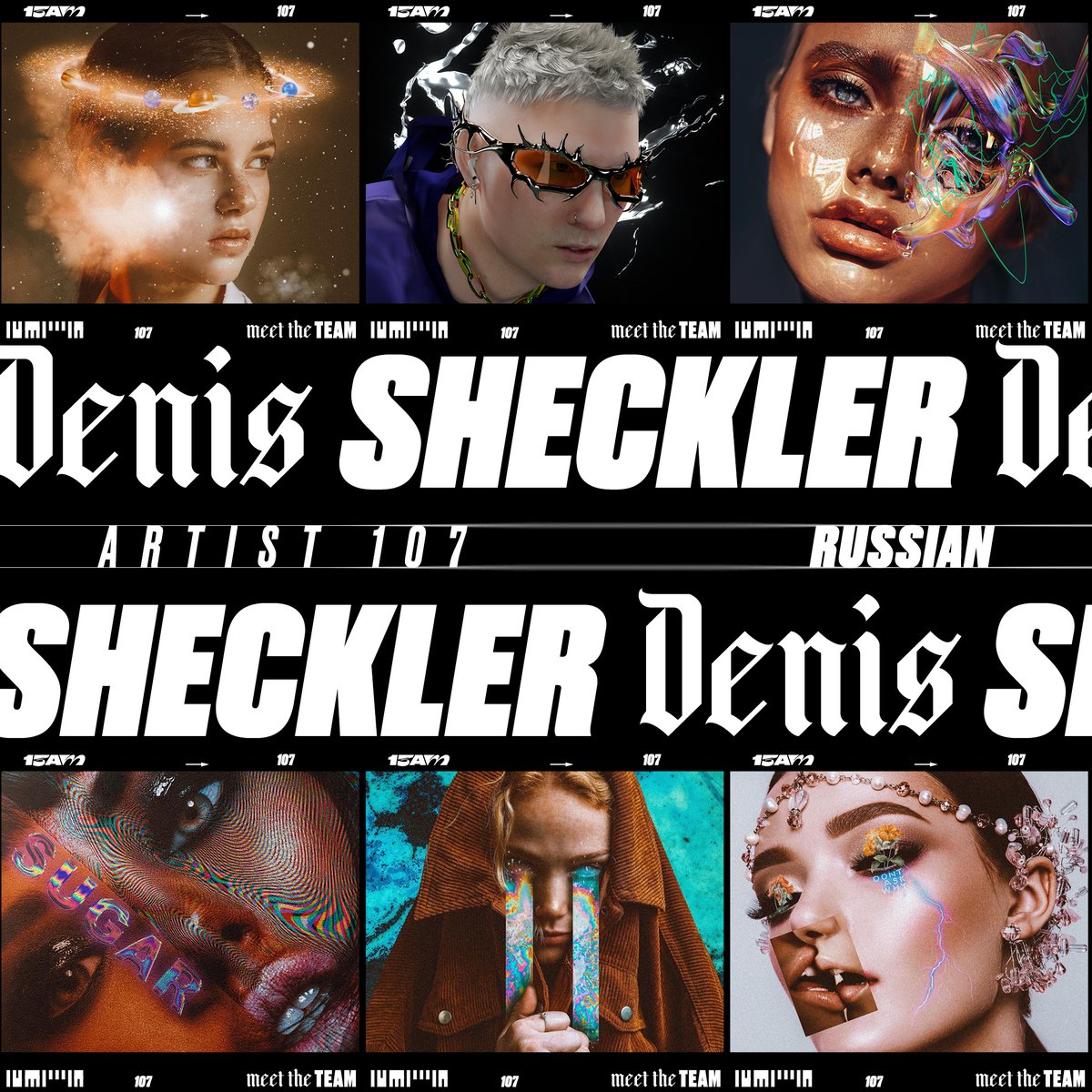Meet the Team. Artist 107 - @pillsforskills Denis Sheckler, a Russian digital artist, delves into the realms of curiosity and self-teaching, his surreal and psychedelic collages offer viewers a tantalizing glimpse into the bizarre and ethereal realms of his imagination.