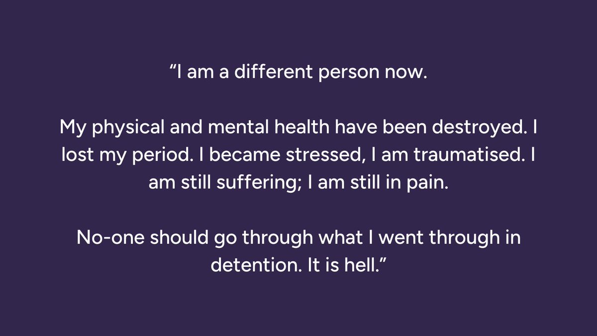 @SercoGroup Anika was finally released from detention, but the experience has had a lasting impact: 

'I am a different person now. My physical and mental health have been destroyed. I lost my period. I became stressed, I am traumatised. I am still suffering; I am still in pain.' 

5/