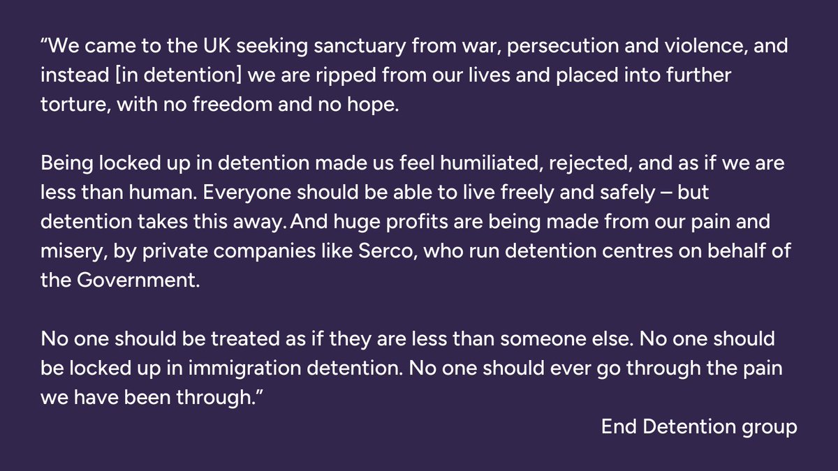 Last week we crashed @SercoGroup's AGM. 

We shared a powerful statement from members of our End Detention group about their experiences of detention, and asked Serco if they are going to continue to profit from pain. 

The response was extremely disappointing.  

1/