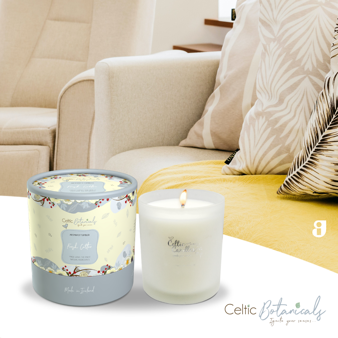 FRESH COTTON - Indulge in the serene atmosphere of a warm and inviting home

- Our candles are made from 100% plant wax
- Made with a unique blend of soy, palm and rapeseed
- Burn time: up to 50 hours
- Proudly made in Ireland

ow.ly/mGcJ50RnT94

#celticcandles
