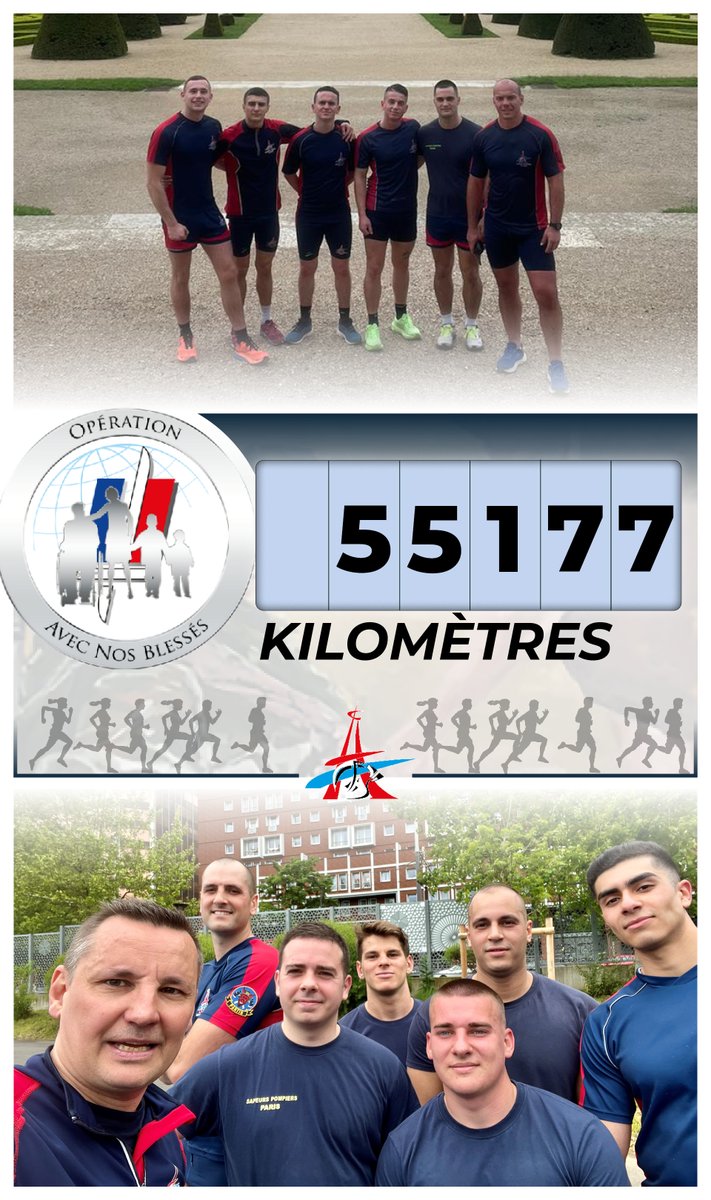 [#ANB] 🏃 Actuellement, la BSPP comptabilise 55 177 kilomètres parcourus avec un seul objectif : honorer et soutenir les blessés des Armées. 💪🇫🇷 #CohésionDéfense #AvecNosBlessés