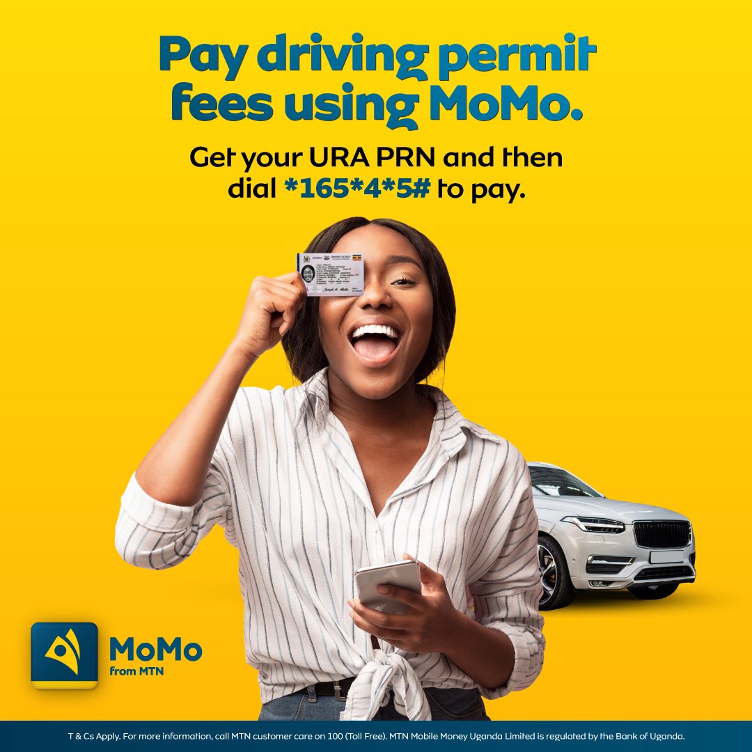 Hit the road with ease! Pay your permit fees the easy way with #MTNMoMo. Get your URA PRN and dial *165*4*5# and let the journey begin.
#PayFeesWithMoMo
