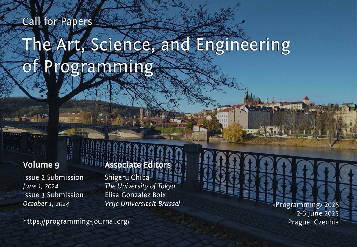 The journal on 'The Art, Science, and Engineering of Programming' is still taking submissions for volume nine! Next deadline is June 1st 📫 Submitted papers have the opportunity to use the journal's artifact evaluation process to submit and publish their results of any form.