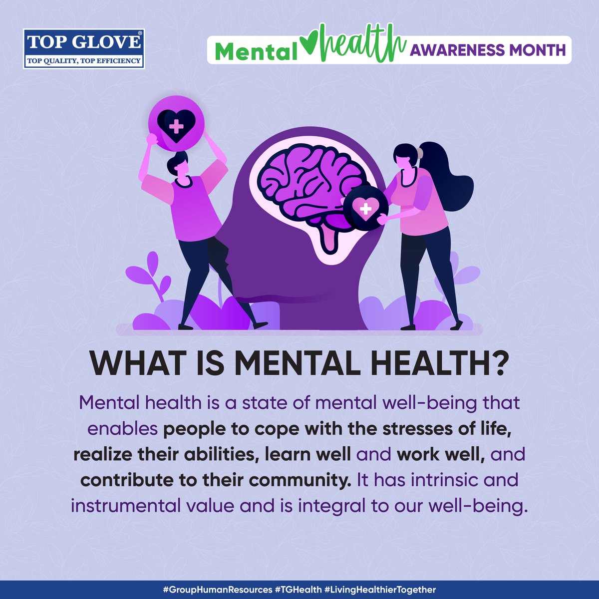 Join us at Top Glove as we delve into the depths of mental well being this Mental Health Awareness Month. 💜

Get ready to break the silence and stand in solidarity with those facing mental health challenges.

#TopGlove #TopGloveCares #MentalHealthAwarenessMonth #BreakTheStigma