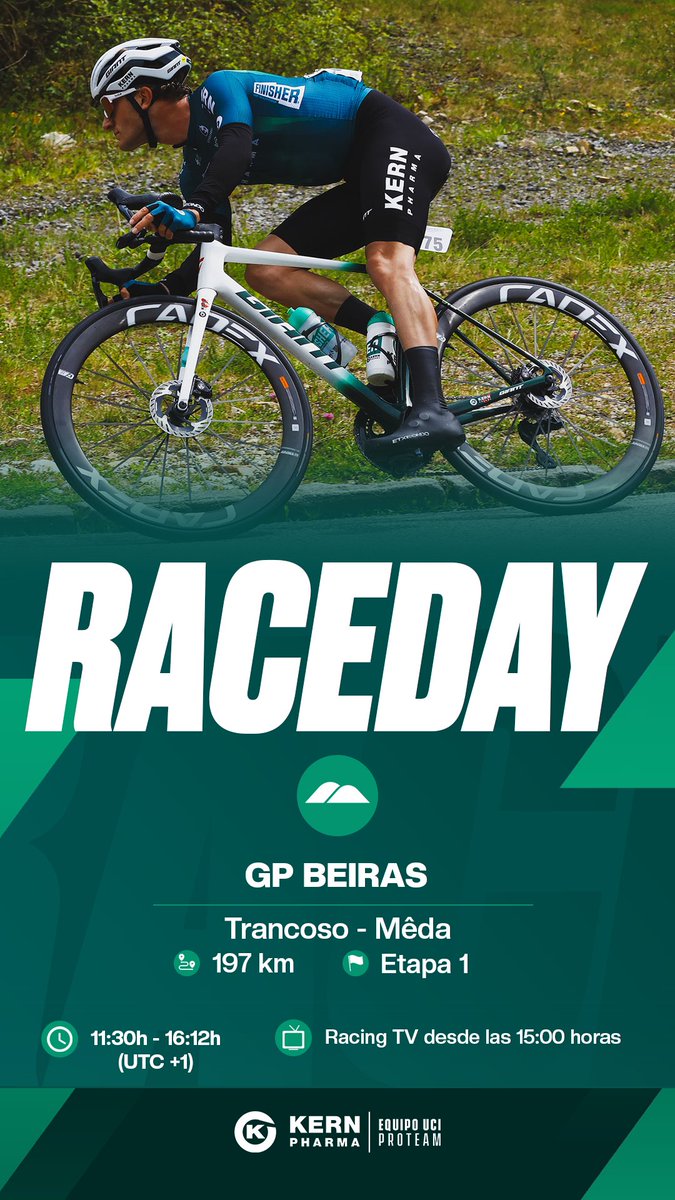 EqKernPharma's tweet photo. 🇵🇹 👋🏻 ¡Arrancamos el #GPBeiras!

🗻 Etapa de continuos repechos entre Trancoso y Mêda con casi 3500m de desnivel. 4,3km al 4,5% decidirán esta primera jornada

⏰ 11:30 - 16:12h (UTC+1)
📺 En directo desde las 16h (hora española), aquí: https://t.co/Z82yWXqZfT https://t.co/mz8w0NMzP3