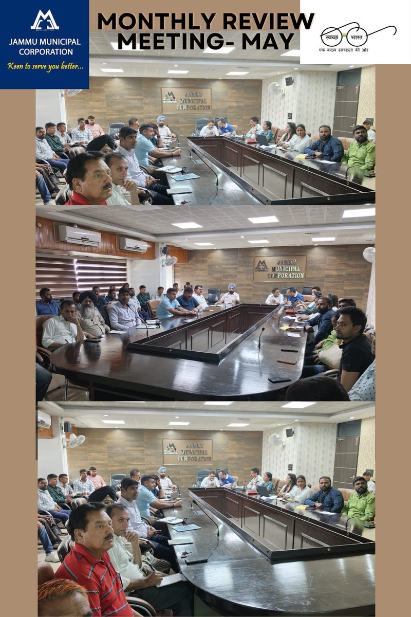 Monthly Review Meeting for improving overall Sanitation and progress in City at JMC.
#SwachhJammu
#Swachhbharaturban
#CleanjammuGreenJammu