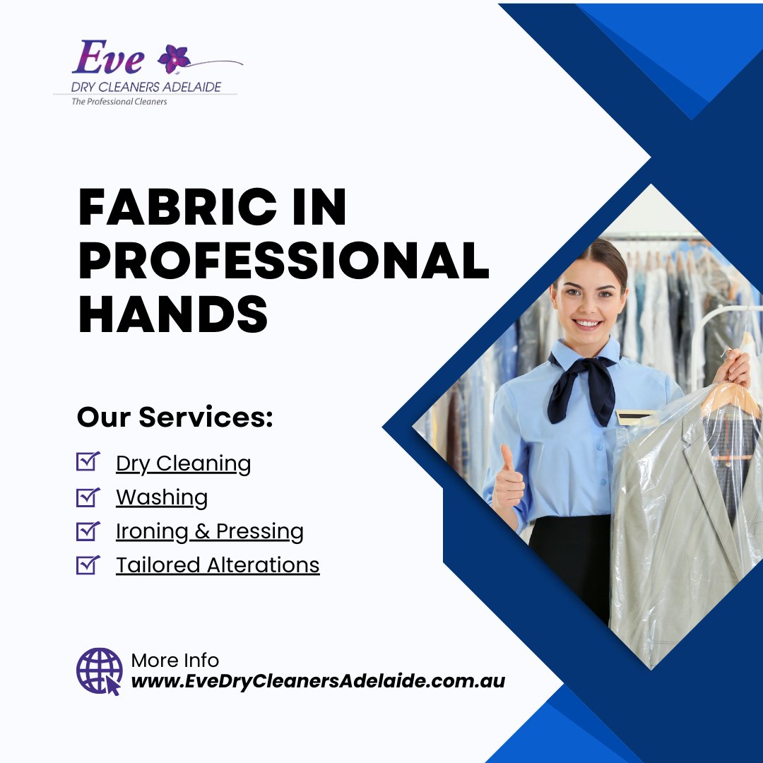 Trust our expertise and attention to detail to ensure your clothes return fresh, clean, and ready to wear. Relax knowing your wardrobe is in good hands. 

#EveDryCleaners #FabricCare #ProfessionalCare #FabricLove #FreshAndClean #WardrobeEssentials #QualityService