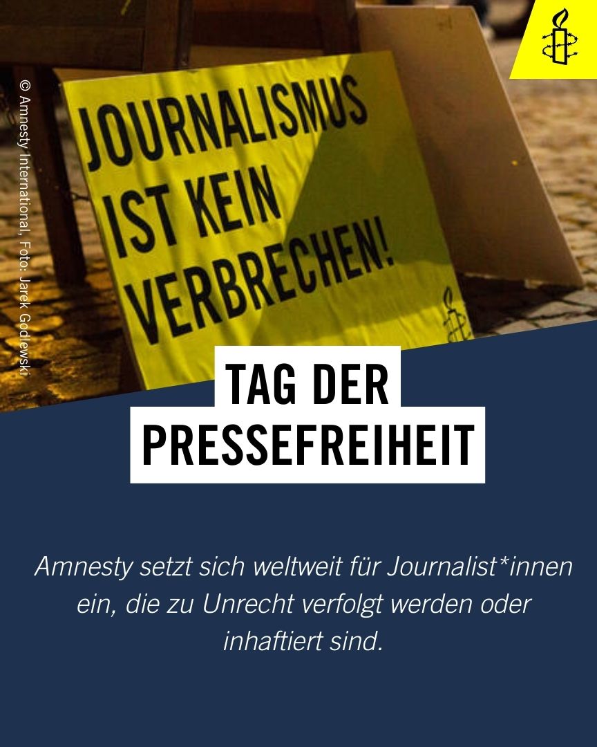 Heute ist #TagderPressefreiheit. Journalist*innen werden in vielen Ländern der Welt verfolgt und ihre Rechte verletzt. Wir setzen uns für Sie ein. Und du kannst das auch! 
Einige Beispiele:👇🧵1/4