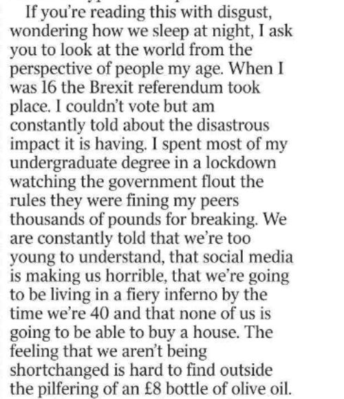 Stunning insight into the disaffection of youth here from the Times: "I'm a Gen Z shoplifter. Here's why I do it" tinyurl.com/z7ejhtn