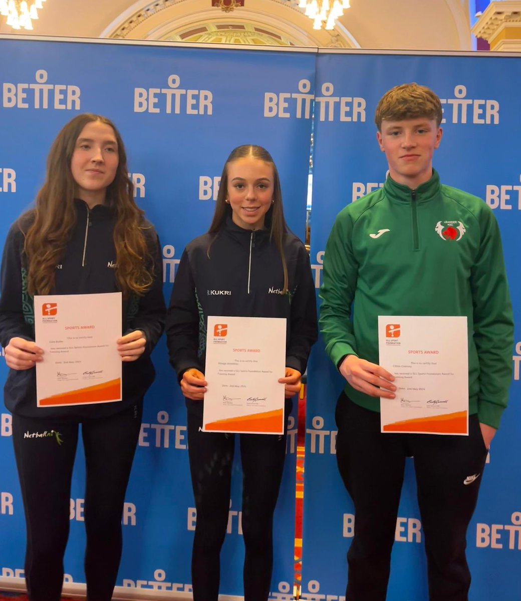 GLL Sport Foundation awarded to Cate and Orlaith in Netball and Cillian in swimming 👏