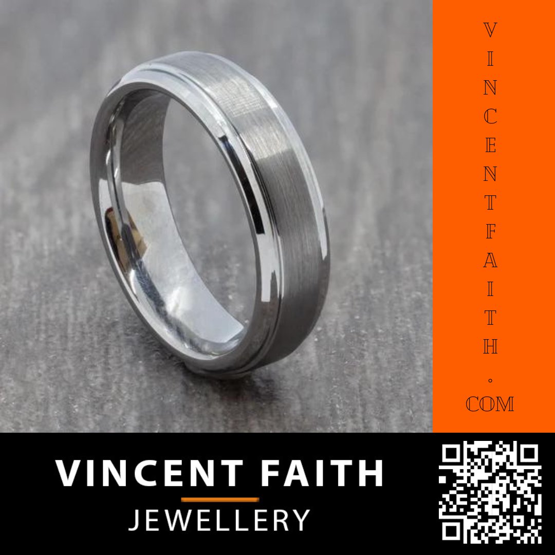 Our two tone 6mm silver tungsten band is a contemporary design.

rings.vincentfaith.com/236

Over 200 ring designs available at vincentfaith.com

#weddingideas #weddingring