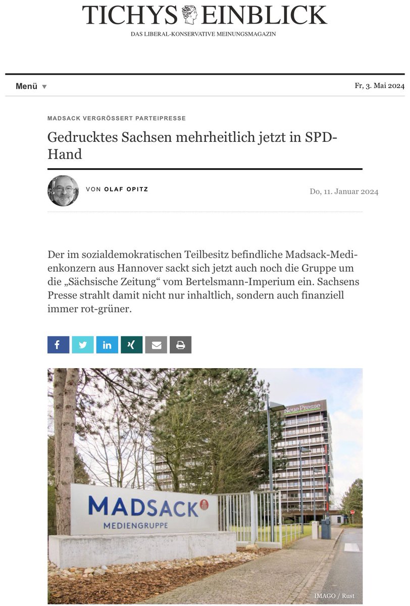 @tagesschau Wie kann sich die „Pressefreiheit“ in Deutschland verbessern, wenn sich Parteien, vorzugsweise SPD, Medien einverleiben? 

Habt ihr das Manifest schon vergessen?