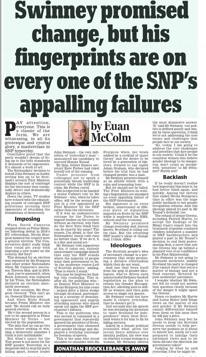 John Swinney's 'signature is on every broken, unnecessary or illiberal piece of legislation imposed on Scots by the SNP while it neglected the NHS, schools and the economy.' #SNPFail #ScotlandDeservesBetter #StandUpForScotland 🏴󠁧󠁢󠁳󠁣󠁴󠁿