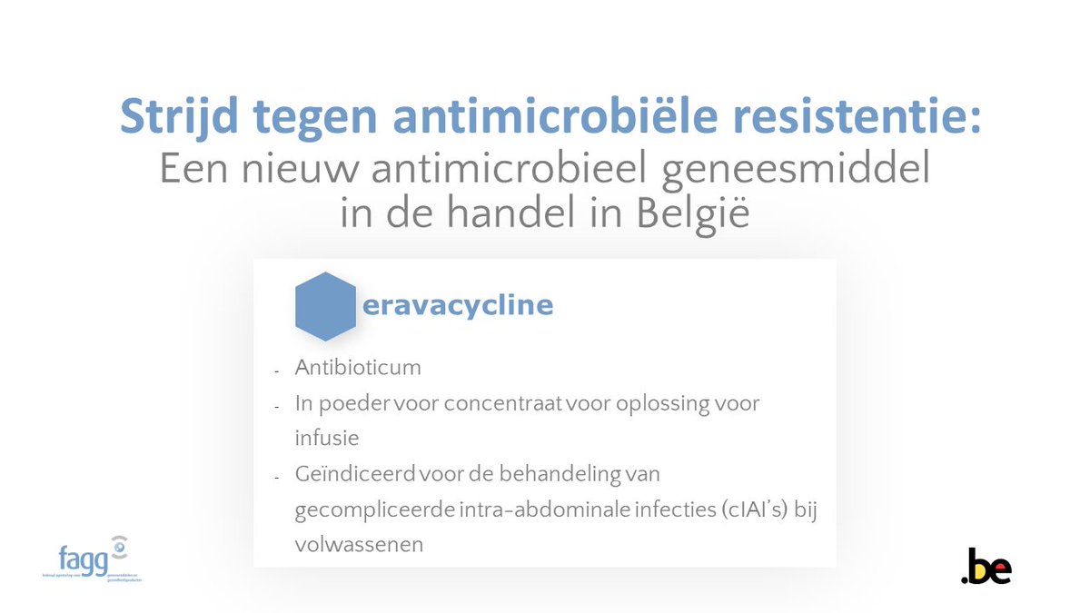 Strijd tegen antimicrobiële resistentie: nieuw antimicrobieel geneesmiddel in de handel in België fagg.be/nl/news/strijd…