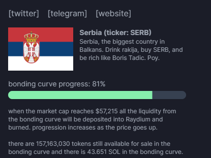 Serbia_sol's tweet photo. 20% more percent and we will hit the raydium. $SERB
https://t.co/4PmjO7W1QB
Slowly but surely. 🇷🇸🇷🇸🇷🇸
#countrycoin #serbia #serb #countrysolana https://t.co/8ITlr5lNBS