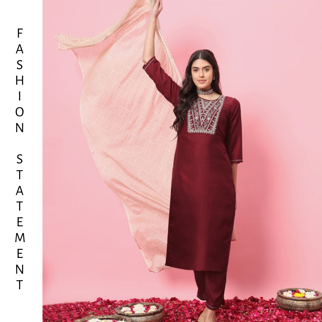 'Embracing Elegance: Maroon Magic in Every Stitch!' 
#vredevogel #fashion #womenfashion #onlineshopping #women #style #fashionstyle #dresses #dress #indianwear #ethnicwear #fashionblogger #fashionista #instafashion #shopping #womenstyle #ootd #clothing #womensfashion #women