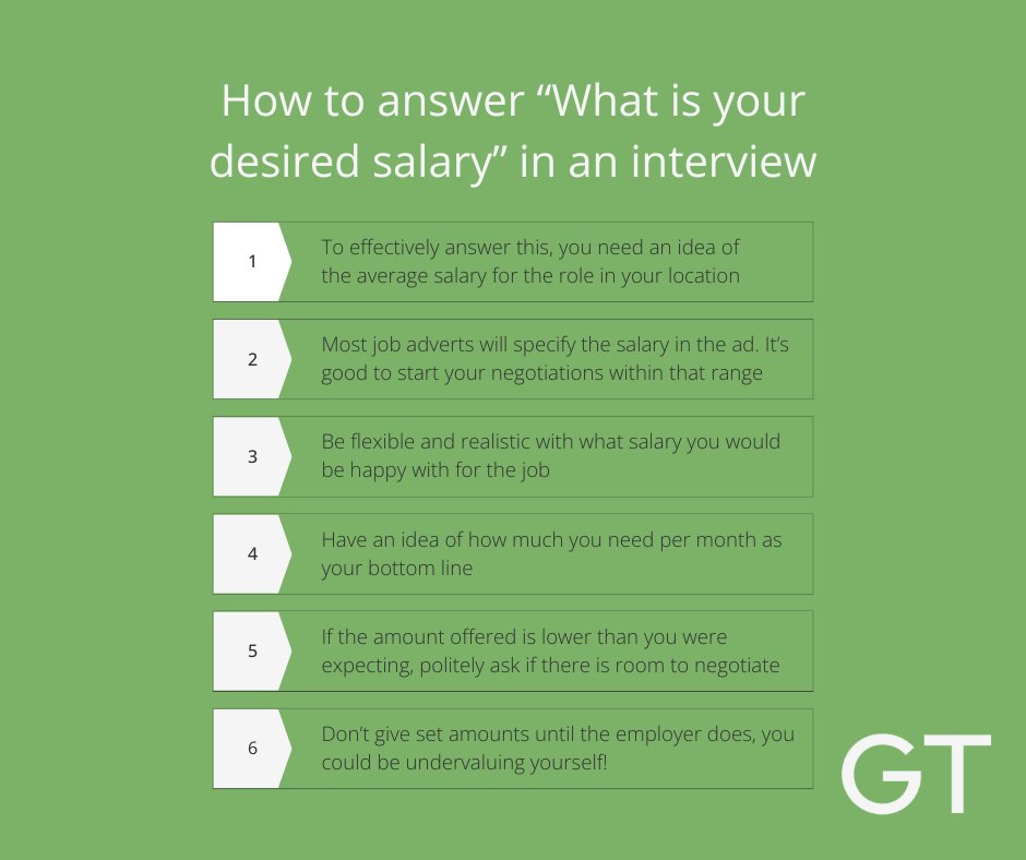 🗣️ How to answer the “What is your desired salary” question in an interview.

Have we missed anything? Let us know in the replies! 👇

#InterviewAdvice #Salary #CareerAdvice #Graduates #GradJobs