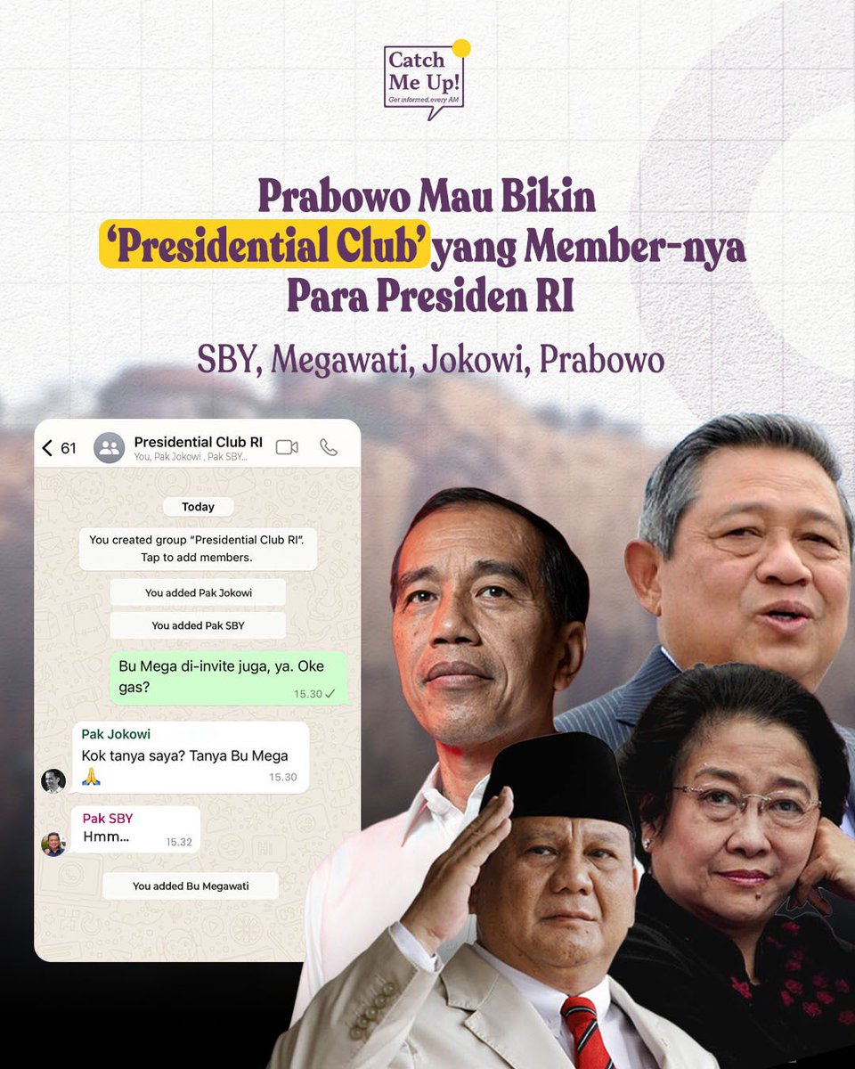 Politisi Partai Gerindra sekaligus juru bicara Prabowo Subianto mengungkap keinginan Prabowo membentuk ‘Presidential Club’. “Presidential Club itu istilah saya saja, bukan institusi. Ya, [isinya] semua mantan Presiden kita yang masih ada,” kata Dahnil, Jumat (3/5). Dahnil…