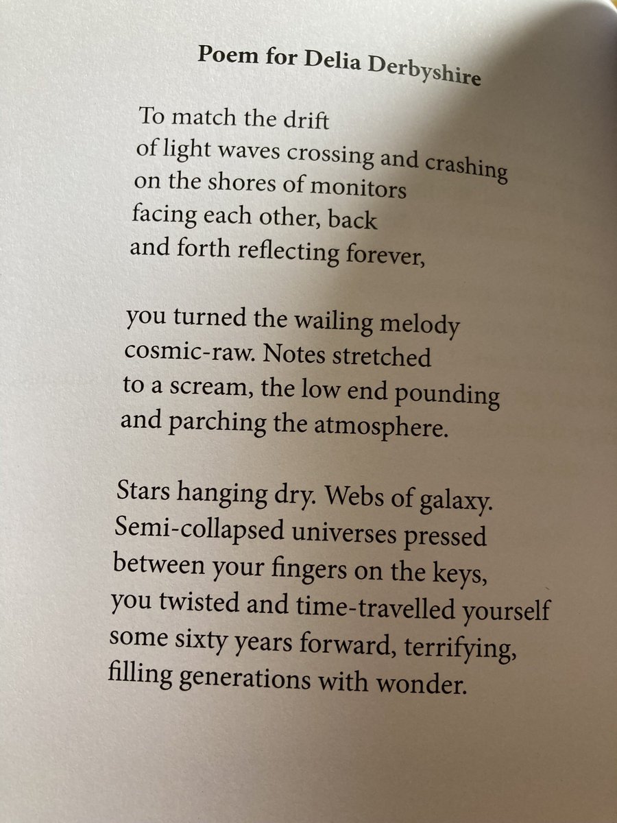Great to see @covcampus name a building after Delia Derbyshire. Here’s a poem for her from my @InfinityBooksUK book Nights Travel at the Right Speed, about to celebrate its second birthday.