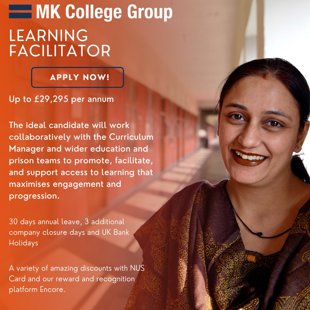 HMP Rochester Education Department have an exciting new opportunity for a Learning Facilitator to join their Milton Keynes College Prison Services team.

lnkd.in/e8WTXNdk

#prisoneducation
#teachingjobs
#NotJustACollegeInMiltonKeynes
#edujobs
#FastForwardFriday