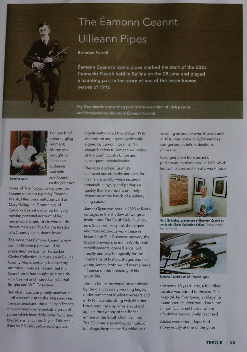 Great piece by Brendan Farrell about Eamonn Ceannt in Treoir, Comhaltas magazine for the Wexford 2024 Fleadh. In his fascinating article Brendan explains his own Granduncle's unwitting part in the execution of Irish patriot and 1916 Proclamation signatory Eamonn Ceannt.