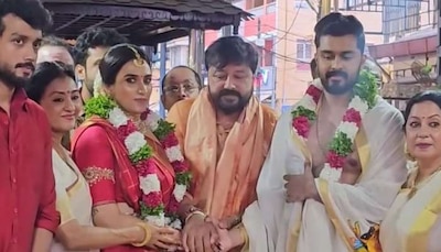 Malavika Jayaram, daughter of Malayalam actor couple Jayaram-Parvathy, tied the knot with Navaneeth Gireesh at the Guruvayur temple here on Friday. 

#malavikajayaramwedding #actorjayaram_official #kalidasjayaram #malavikajayaram #glimpseofworldcinema #cinemacinema