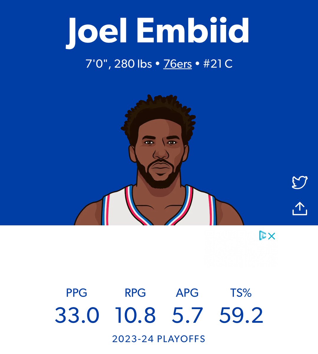 Bell’s Palsy
Migraines 
Knee hanging on for dear life

Salute 🤍 @JoelEmbiid