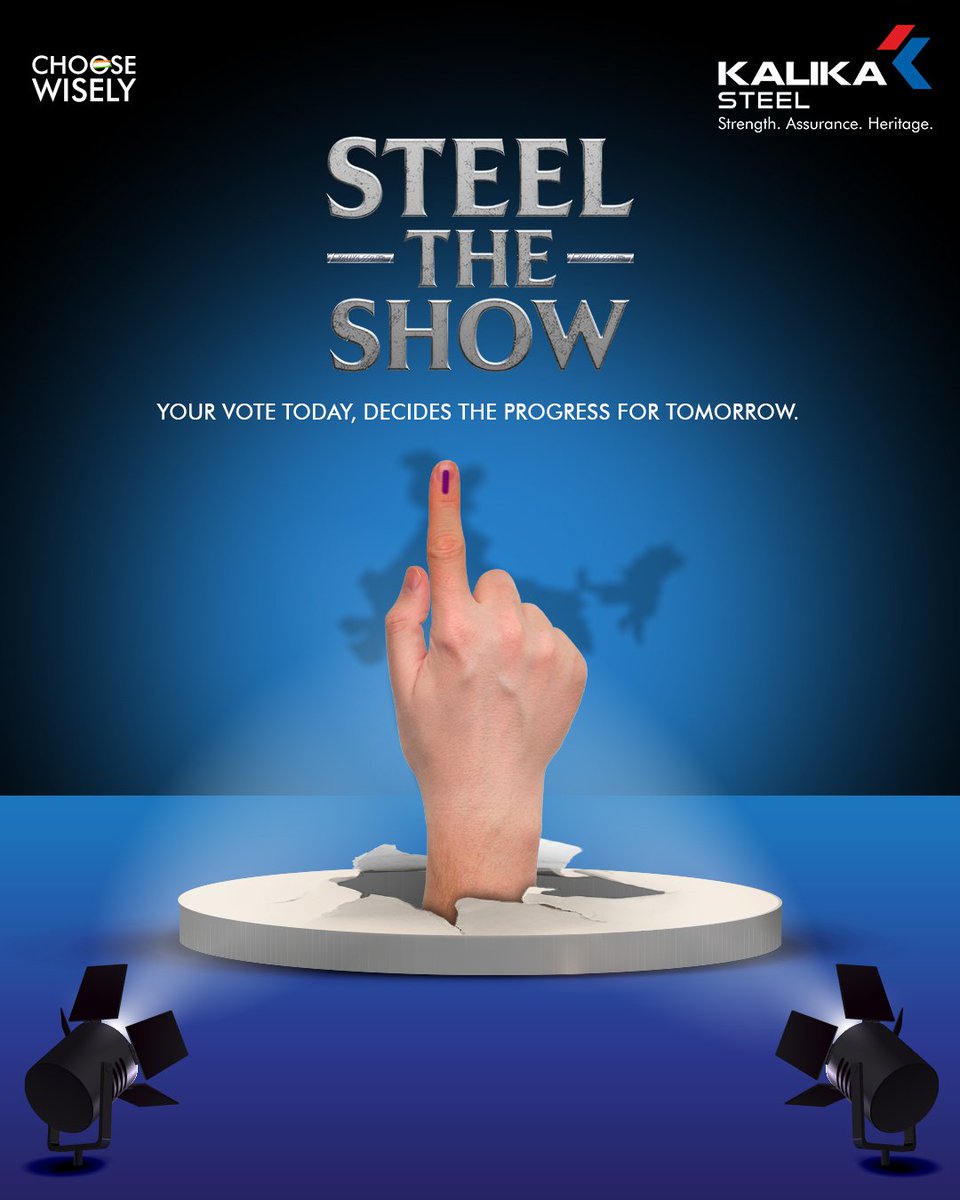 You have the power to steel the spotlight!

At Kalika Steel, we stand firm in our commitment to progress, understanding that each vote cast in this election shapes the future landscape of our nation.
#Kalikasteel #SteelTheShow #Kalika550 #KalikaIndia #VocalForLocal #VotingMatters