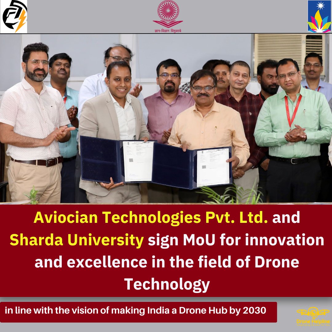 🚀🎓Aviocian Technologies and @sharda_uni Forge Alliance for Drone Innovation! 🤝 💼 Aviocian establishes a 'Centre of Excellence in Drone Technology' at Sharda University, fostering cutting-edge research & skill dev. source:t.ly/A6xrz #drones #skilldevelopment #MoU