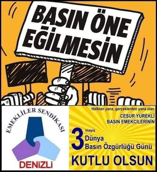 Günaydın 

'Sadece doğruları ve gerçekleri yazıları için Dünyada en fazla gazetecinin  tutuklu olduğu ülkemizdeki emekçi gazetelerimizin  Dünya Basın Özgürlüğü gününü kutlarız..'

#ÖzgürBasınSusturulamaz #GazetecilikSuçDeğildir.