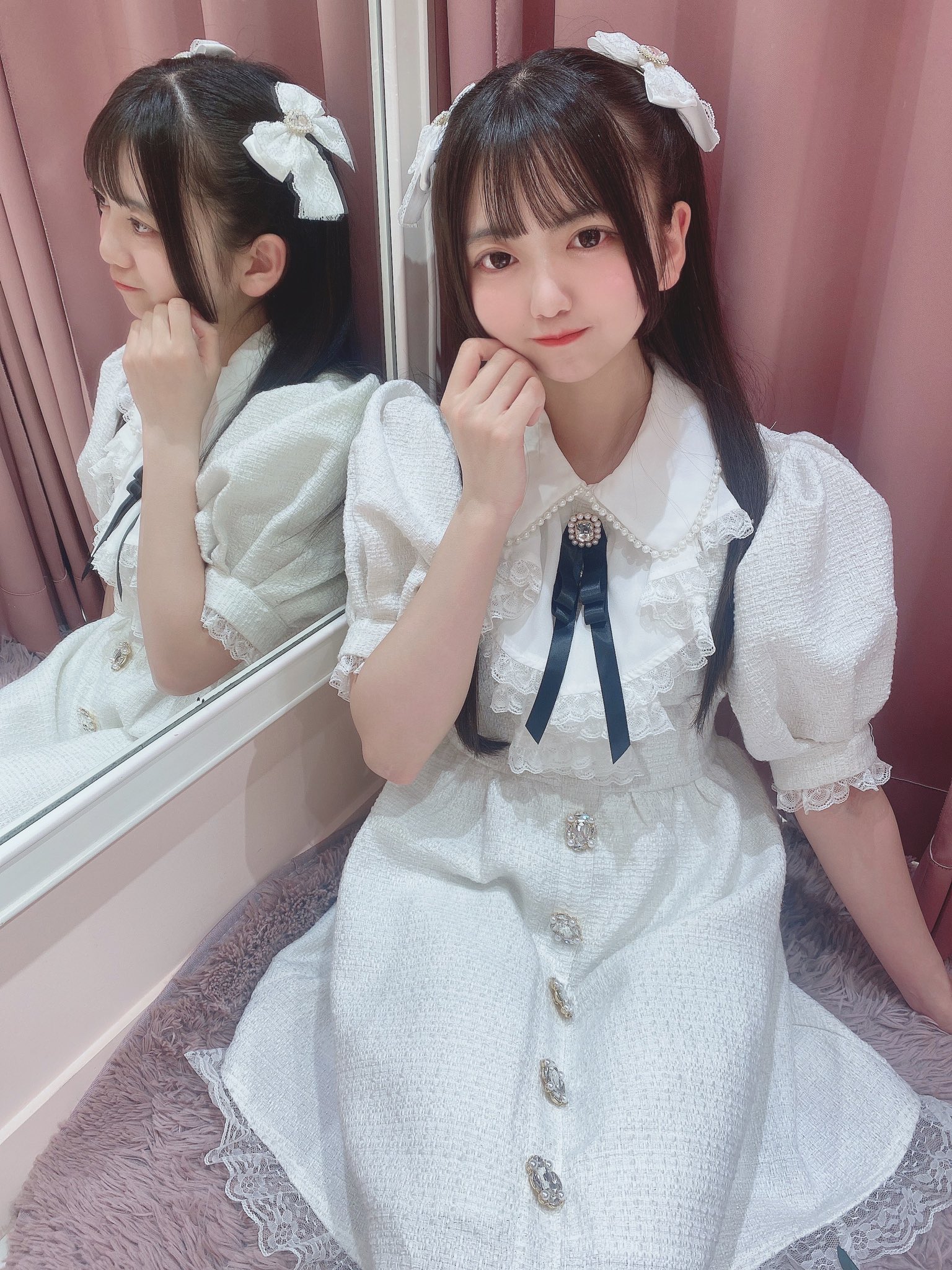 ManonMimie】Rose Jacquard Puff-Sleeves OP | Manon Tokyo