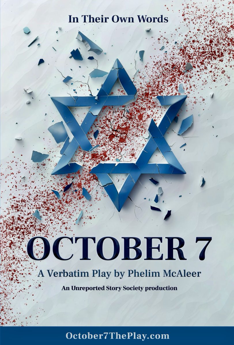 My friends @annmcelhinney & @PhelimMcAleer are investigative journalists who went to Israel after Oct 7th to interview those who lived thru that horrific day. They have created a play based entirely on words of these survivors. Go see @October7theplay in NYC, now thru June 16th.