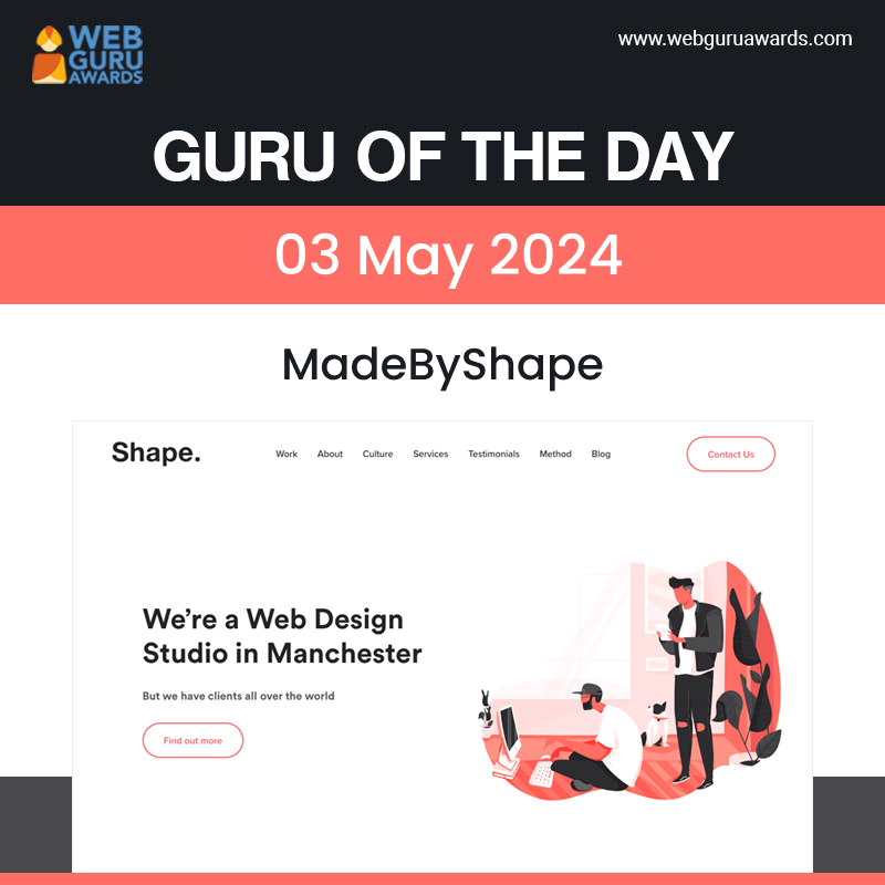 Guru of the Day
03 May 2024
MadeByShape
By @MadeByShape from United Kingdom
webguruawards.com/sites/made-by-… 
#Animation #Clean #Colorful #Design #ResponsiveDesign #Aliceblue #Black #Blue #Green #Purple #White