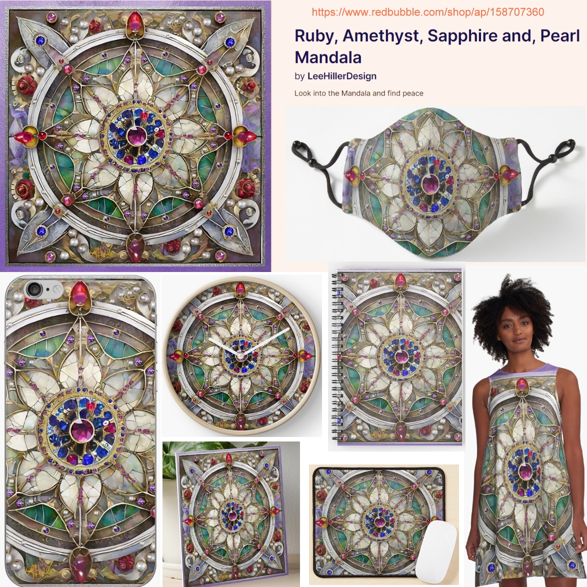 🌸✌️☮🐦❤️✡⚜👑🃏☠️🍒 
Pretty Ruby Amethyst Sapphire Pearl Mandala
redbubble.com/shop/ap/158707…

#art, #photography, #mixedmedia and, digital designs in one store #gifts #giftideas #stickers #tshirts #hats #wallart #homedecor #totebag #aprons and more. #redbubble #redbubbleshop