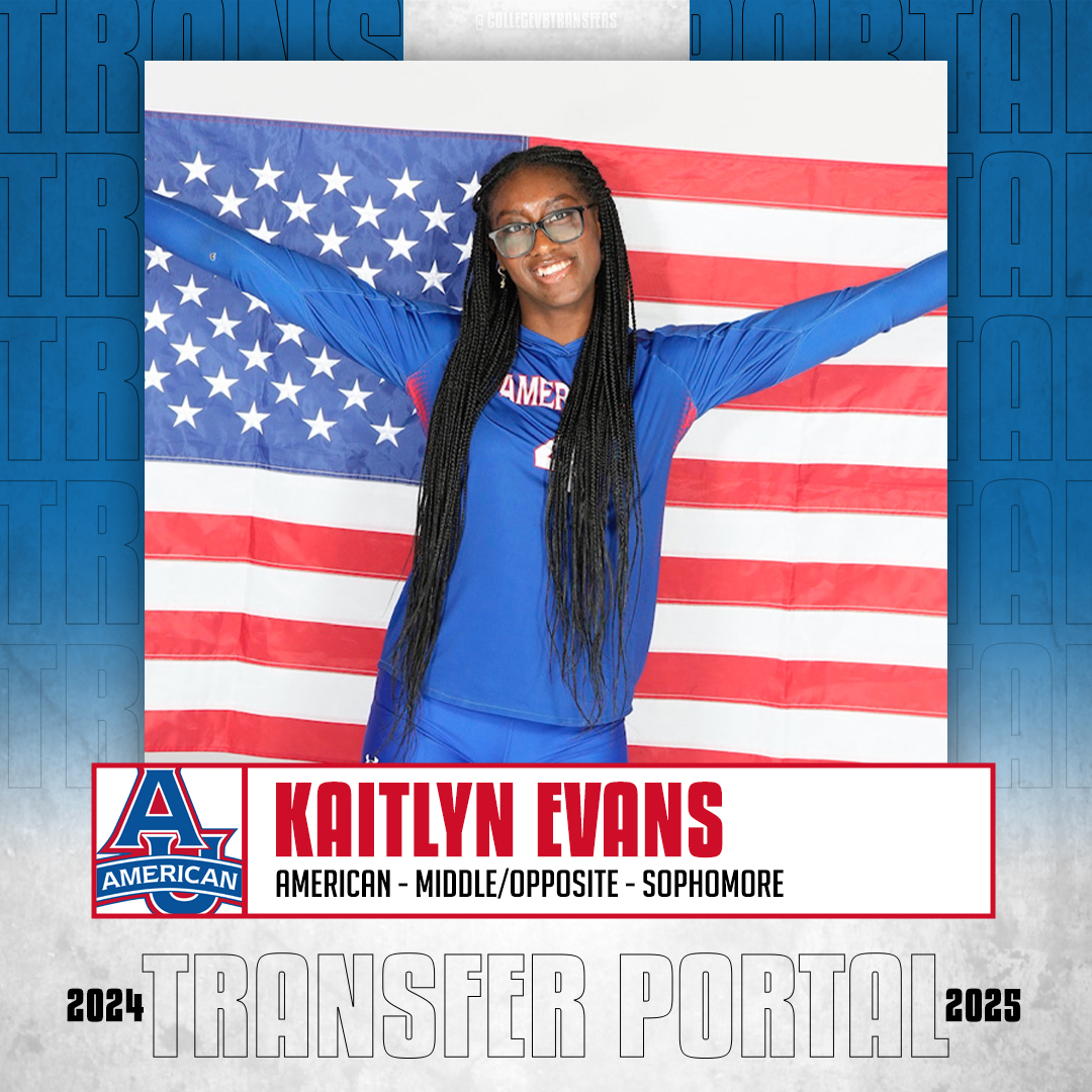 𝗜𝗻 𝗧𝗵𝗲 𝗣𝗼𝗿𝘁𝗮𝗹 ✏️: Kaitlyn Evans 🏐: Middle/Opposite 🎓: Sophomore 📍: American #CollegeVBTransfers | #NCAAWVB