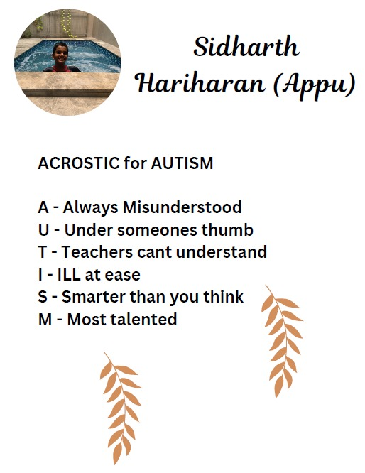 Appu's creative writing published in TALKING FINGERS MAY 2024 #Autism newsletter. #AutismAwareness #AutismAcceptance #DisabilityTwitter #InclusionMatters #AutismAcceptanceMonth