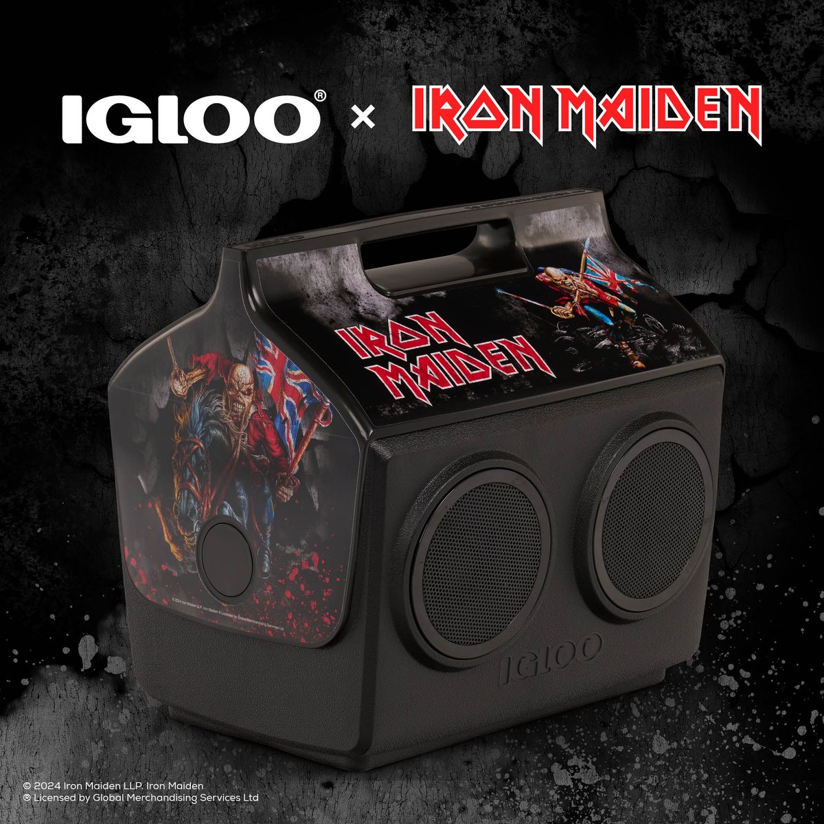 We unearthed the most metal of coolers: The all-black @ironmaiden KoolTunes in tribute to The Trooper. #IglooCoolers