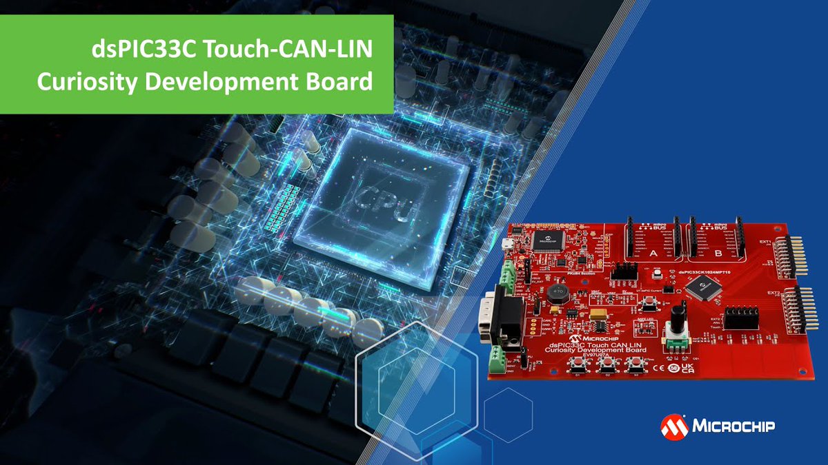 Introducing the dsPIC33C Touch-CAN-LIN Curiosity Development Board, a perfect starting point to explore the touch functionalities using the dsPIC33C DSC family. Learn how you can take advantage of these on-board features: mchp.us/3QklUxM. #touch #devtool #microcontrollers