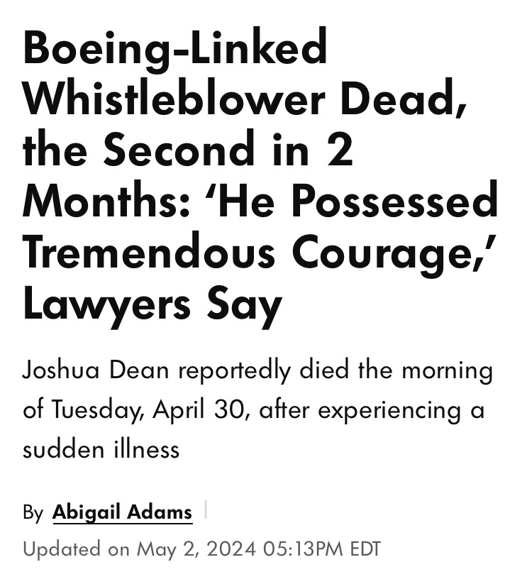 Boeing whistleblower died from 'sudden illness'...