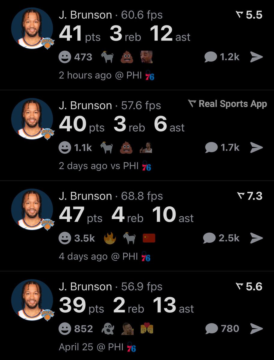 Jalen Brunson’s last four games vs. the 76ers. Yeah… he’s 1A. 🔥