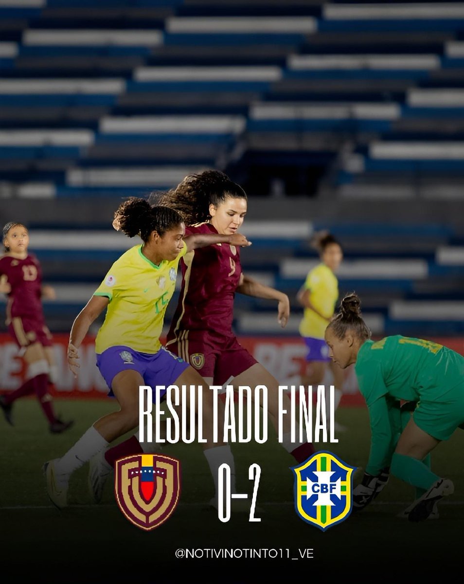 Buscarán su clasificación en la última fecha.

La selección femenina sub-20 de Venezuela 🇻🇪 cayó 0-2 ante Brasil 🇧🇷 en la fecha 5 del sudamericano de la categoría.

Con este resultado el la vinotinto se ubica en la quinta casilla con 3 puntos.